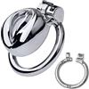 AMAZBEE Gabbia per pene in acciaio inossidabile Sissy - Design realistico, traspirante e sicura gabbia di castità per uomini con anello fallico e chiave, 45 mm (B,1)