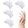 EQLEF Guanti Idratanti, 4 Paia Guanti Bianchi con Elastico Braccialetto Riutilizzabile Guanti in Cotone per Eczema Hands Care Coin Jewelry Inspection