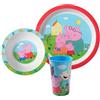 p:os Peppa Pig Set Colazione Bambini 3 Pezzi - Piatto Piano, Ciotola e Bicchiere in Polipropilene BPA Free - Servizio Tavola con Peppa Wutz - Leggero e Resistente