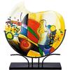 GILDE GLAS art Vaso decorativo in vetro su base in metallo, decorazione soggiorno, regalo per donne, compleanno, Natale, multicolore, altezza 53 cm