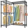 VIPEK L4, appendiabiti a forma di L per angolo, autoportante, portatile, resistente, con 3 aste per appendere e 2 ganci laterali, 112 x 71 x 190 cm, carico massimo 340 kg, nero