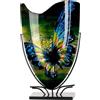 Gilde Vaso da pavimento a forma di farfalla, in vetro, blu, verde, altezza 57 cm x larghezza 35 cm, dipinto a mano e non impermeabile