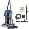 Scheppach NTS30 Premium 3 in 1 aspirapolvere a umido e a secco, 30 l, aspirapolvere industriale con presa e accensione automatica, aspirazione a umido, aspirazione a secco, soffiaggio, 1300 W, 20 kPa,