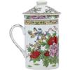 lachineuse - Tazza da tè asiatica per infusione - Design Regina dei fiori - Simbolo di fortuna e ricchezza - Porcellana - Multicolore - Altezza 14,5 cm - Idea regalo per decorazioni asiatiche