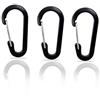 Holesto Set di 3 mini moschettoni - Moschettoni piccoli a forma di D - Moschettone portachiavi - Moschettoni ganci - Portachiavi nero - Moschettoni outdoor - Moschettone alluminio (Nero 6x3,2 cm)