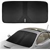 TSLBW Parasole per parabrezza auto, Parasole pieghevole per parabrezza anteriore, Protezione UV a doppio strato pieghevole per Auto SUV Camion con custodia, 140 x 70cm (Nero)