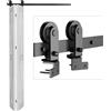 BONIKLUBA 92cm/3FT Binario per Porta Scorrevole Bifold Kit Porta Scorrevole Nera per 2 Porte Scorrevoli Interno Esterno Muro 43cm Larga T Ruote