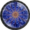 Artinhand Confezione da 4 pomelli rotondi blu con motivo floreale frattale, per cassetti, pomelli blu mandala, maniglie per porte e credenze per mobili da cucina e bagno