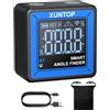 XUNTOP Inclinometro Digitale Bluetooth Ricaricabile ±0,2° Precisione Goniometro Base Magnetica Trasmissione Dati Senza Fili Level Box Digitale per Falegnameria Edilizia Officina Fai da te