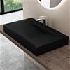 doporro Lavabo da Appoggio o Sospeso Rettangolare 100 cm in Marmoresina Nero Opaco, Lavandino Bagno con Foro per Rubinetto, Montaggio a Parete - Colossum810