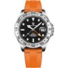 PAGRNE DESIGN Pagani Design Watches Men GMT Automatico meccanico a carica automatica Analogico Zaffiro Sport Orologio da polso luminoso impermeabile (Gomma Nera)