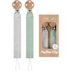 TYRY.HU Catenella Portaciuccio Tessuto Morbido Catenella Ciuccio Fatto a Mano Succhietto Porta Clip di Legno Cotone Bambini Ragazzi Massaggiagengive Clip Baby Regalo,2 Pezzi
