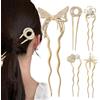 Set Di 10 Forcine E Bastoncini Per Capelli In Acetato Effetto Tartaruga - Eleganti Accessori Donna - 4