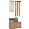 CDF Mobile Ingresso Set Guardaroba Rovere Artisan con Specchio Appendiabiti 6 Ganci Scarpiera 9 Paia Scarpe Salvaspazio 85 x 24 x 180 cm Arredo Entrata Entratina Moderno Parete Muro Portascarpe Panca