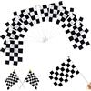 PXRLMYF 25 Pezzi Bandiera a Scacchi,Bandiere a Scacchi Bianco e Nero, Bandiere da Corsa Piccola a Mano per Festa a Tema Della Corsa Eventi Sportivi,14 * 21cm