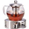 Bambelaa! - Teiera con fornelletto e filtro infusore, in vetro, capacità circa 1,2 l