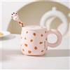 Huiyiwert Cartoon giraffa tazza da caffè in ceramica con coperchio e cucchiaio, motivo giraffa, tazza da caffè, divertente regalo per bambini, ragazze, donne, uomini, amici (rosa)