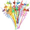 GOIYZTTR 16 Pezzi Cannucce Plastica Riutilizzabile, Colorate Dinosauro Ricurve - Adatto per Decorazioni e Accessori per Feste