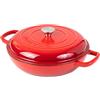 nuovva Casseruola bassa in ghisa con coperchio - casseruola antiaderente - pentola resistente, adatta al forno - pentola smaltata - rossa, 3 l, 30 cm - di Nuovva