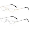 Viseng 2 Paia Occhiali da lettura Mezzaluna in Metallo Ultraleggero da Ultra Thin Metal Materiale Telaio Occhiali da lettura Leggeri Comodi Unisex 2.0