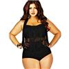 Inception Pro Infinite Costume da Mare Taglie Forti - Adulti - Donna - Due Pezzi con Frange - Colore Nero - Idea Regalo Estate - Taglia L