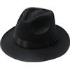 Upstore Cappello da uomo classico Manhattan strutturato Gangster Trilby Fedora a tesa corta Cappello derby Jazz Cap con fascia per cintura nero