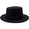 VASANA Cappello Fedora nero piatto classico a tesa larga cappello panama con fiocco cintura feltro vintage jazz cappelli per uomo donna festa performance puntelli e uso quotidiano, Nero , Taglia unica