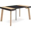 Skraut Home | Consolle allungabile | Tavolo consolle allungabile | 140 | Per 6 persone | Gambe in legno | Stile moderno | Rovere e nero