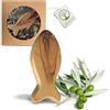 OLIQUE Pesce in legno di ulivo - Pietra della preoccupazione fatta a mano come regalo per nascita, battesimo, comunione e cresima (senza incisione)