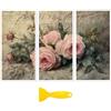 Peacoblue Decalcomania adesiva per mobili, decorazione artigianale, 15,2 x 30,5 cm, motivo rosa retrò, 3 pezzi, impermeabile, UV DTF per cassetti, cassettiere, vetro, porcellana, legno, plastica