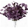 MLETULIPS Eucalyptus Stems Leaves Artificial Flowers Long Silver Dollar Leaves Faux Bouquets Branches Decoration for Home Flower Arrangement Wedding Table Festival Farmhouse Party Halloween Deco (Dark Purple)