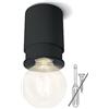 twister LIGHTING Twister Living Plafoniera E27, Montaggio senza Viti, Antracite | Brevettata, un solo gancio al soffitto al posto delle viti, si monta in pochi secondi, ideale per cucina o soggiorno