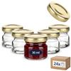 Gouveo Set di 24 vasetti da 30 ml, mini con coperchio a vite, color oro, TO43, per marmellate, spezie (EGR030G)