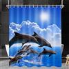 Lerores - Tenda per doccia e vasca da bagno, 240x180 cm, con motivo delfino, orlo pesante, resistente alla muffa, impermeabile, lavabile, in tessuto di poliestere, con occhielli e 16 anelli per tenda