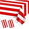 PIXHOTUL 2 Tovaglie Verticali A Righe Rosse E Bianche, in Plastica, Usa E Getta, Per Feste A Tema Carnevale, Serate Cinematografiche, Compleanni, Feste, 220 X 130 Cm