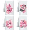 CUTHOLLOW Set di 4 Asciugamano con Motivo di Elementi femminili - Morbidi e Assorbenti - Asciugamani Decorativi in Microfibra, Strofinacci Originale per Cucina, Bar, Casa, Compleanno, Rosa