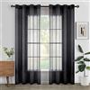 Woaboy Tende per Interni 2 Pezzi 140x260cm Tende Finestre Voile Semi Trasparenti per Soggiorno e Camera da Letto per Decorazioni per la casa Nero