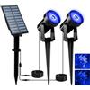 T-SUNUS Faretti Solari da Esterno, Luci Solari con 2 Livelli di Luminosità, IP65 Impermeabili, Lampade Decorative ON/OFF Automatici, Blu