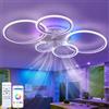 Dfiacn RGB Ventilatore Da Soffitto Con Luce Dimmerabile Cameretta Silenzioso Lampadario Ventilatore Con Telecomando Reversibile 6 Velocità Ventola Soffitto Con Luce Soggiorno Φ 95 Cm, Bianco