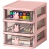 LiebeWH Piccola scatola portaoggetti multistrato rosa, trasparente, con maniglia a coniglietto, per cassetti, organizzazione