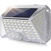 Eageen Faretti Solari a LED da Esterno con Sensore di Movimento IP65 Impermeabile Luci Solari Esterno Potenti Lampade a Parete Solare 3 Modalità Illuminazione per Balcone Giardino Garage Terrazzo Bianco