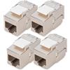 DIGITUS Modulo Keystone Cat-6A schermato - 4 Pezzi - Versione compatta - Presa RJ45 - 500 MHz 10GBase-T - AWG 26-22 - Designabile - con Fascette - Montaggio Senza Attrezzi