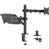 LogiLink Supporto da tavolo per monitor e notebook, per 1 schermo da 17 - 32, massimo 10 kg, 12 - 17, 9 kg, VESA 75 x 75/100 x 100, in acciaio, inclinabile, girevole, girevole, colore: nero