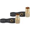 Oehlbach Transmission Shift M90+F90 - Connettore e presa antenna IEC coassiale (m/w) (spina angolare, adattatore, a vite) placcato oro per TV/radio - 2 pezzi