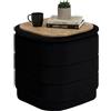 Bonlife Pouf con vano portaoggetti, poggiapiedi pieghevole con tavolo, poggiapiedi, poggiapiedi per soggiorno, camera da letto, corridoio, velluto nero, 38x38x38 cm