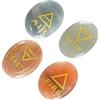 Crocon 4 Elements Assorted Stones Engraved Triangle Symbols (Earth Air Fire Water) Polished Palm Stones for Gemstone Reiki Crystals Healing