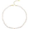 EVER FAITH Collana con perle d'acqua dolce naturale, delicata crema, barocco, per donna, estate, spiaggia, gioielli formali, per vacanze, placcato oro 14 carati