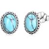 JFASHOP Orecchini in argento sterling 925 ovali turchesi per orecchie sensibili per la festa della mamma per donne e figlie