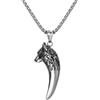 OIDEA Collana con dente lupo da uomo: ciondolo vichingo vintage in argento in acciaio inox testa di lupo anallergico - per uso quotidiano regalo, 4.8*1.6cm, Acciaio inossidabile, Non Applicabile