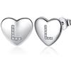 Jrêveinfini Lettera A-Z - Orecchini da donna in argento Sterling 925, con zirconia cubica, orecchini a forma di cuore, per bambine e bambine